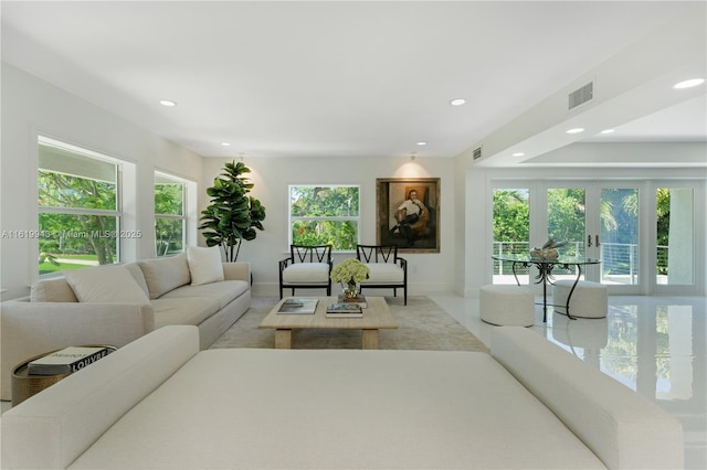 living room with french doors