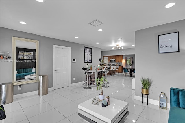 view of tiled living room