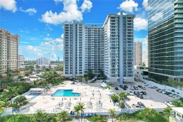 view of pool featuring a patio area