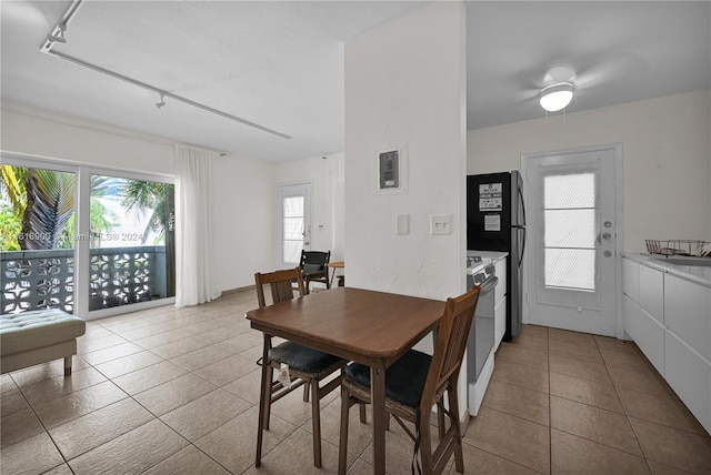 view of tiled dining room