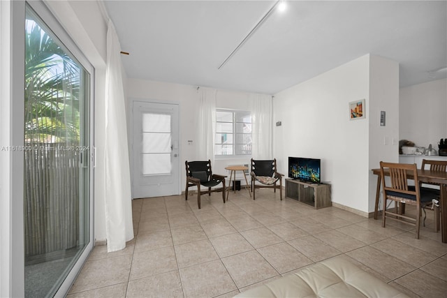 interior space featuring light tile patterned floors