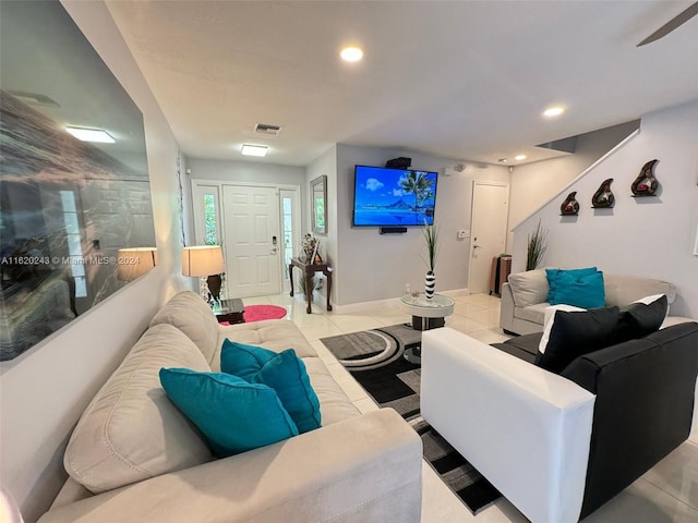 view of tiled living room