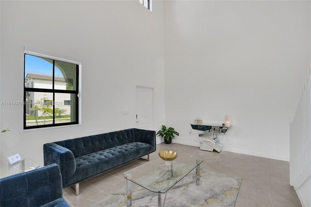 view of tiled living room