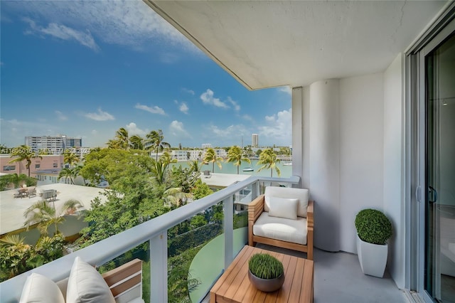 balcony with a water view