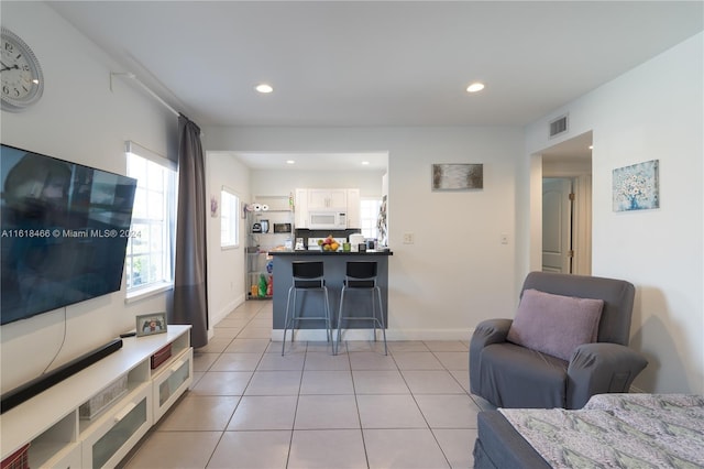 view of tiled living room