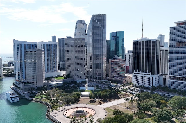 property's view of city with a water view