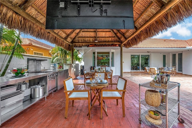 view of patio featuring a gazebo and area for grilling