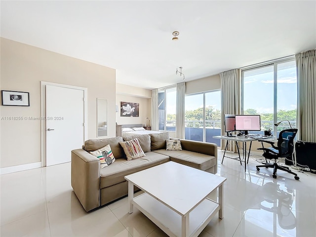 view of tiled living room