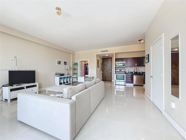 view of tiled living room