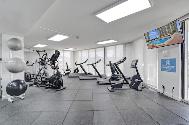 exercise room with expansive windows