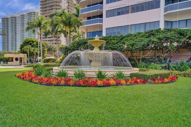 view of home's community with a lawn