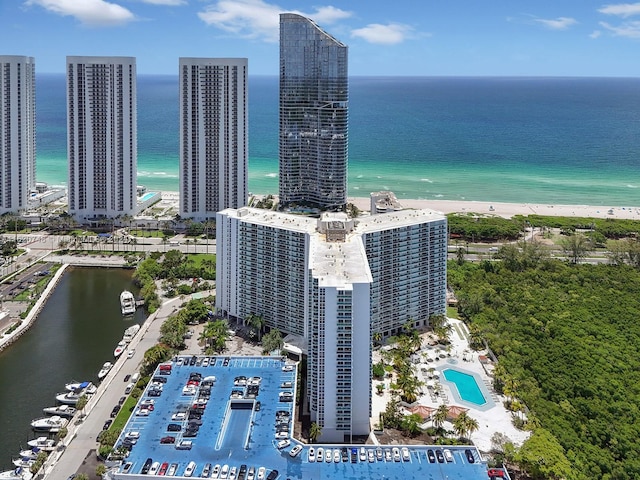 property view of water with a beach view