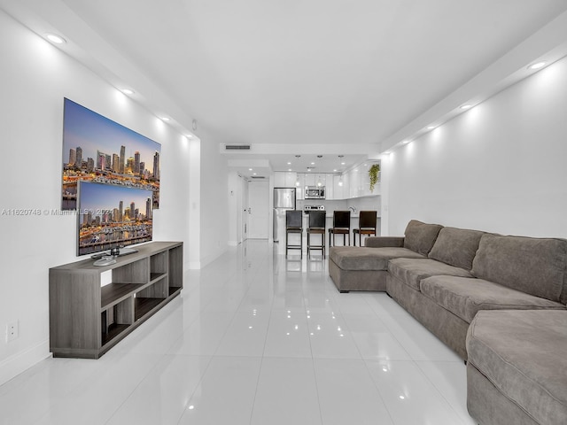 view of tiled living room