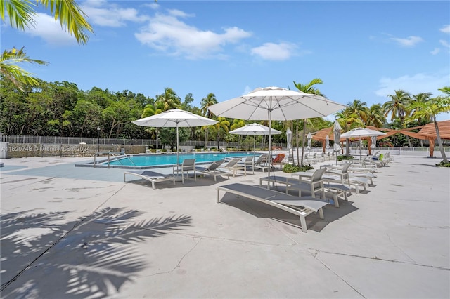 view of pool featuring a patio area