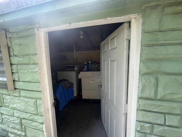 storage featuring washing machine and dryer