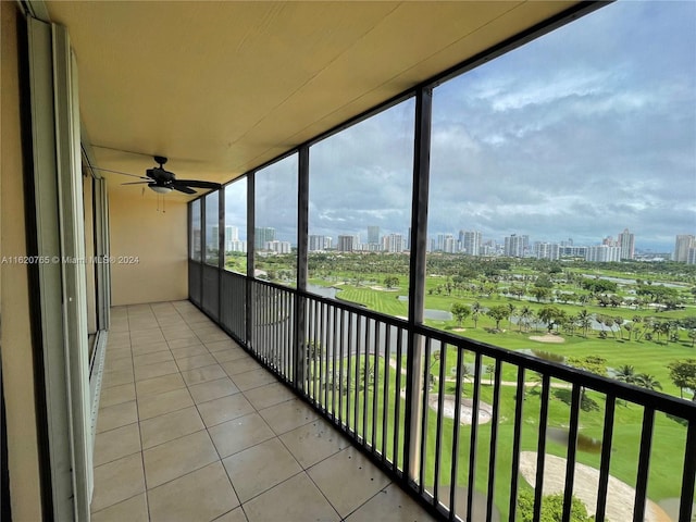 balcony with ceiling fan