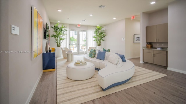 living room featuring wood-type flooring