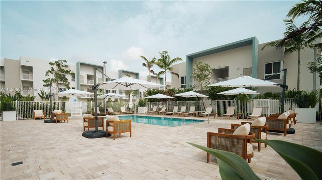 view of pool with a patio area