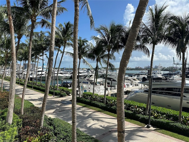 view of street featuring a water view