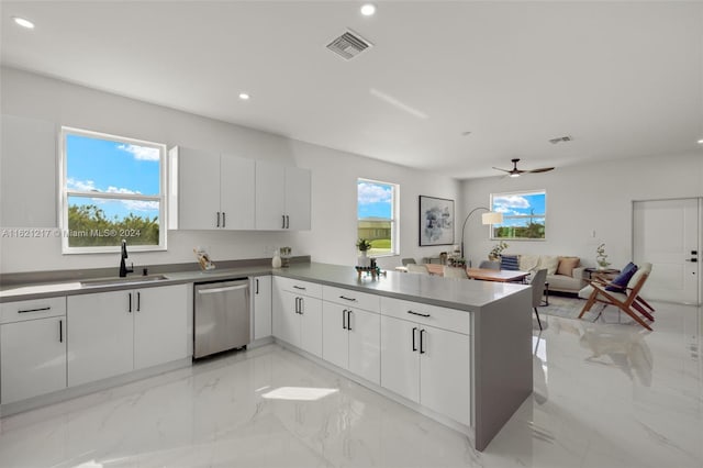 kitchen featuring white cabinetry, sink, and a wealth of natural light