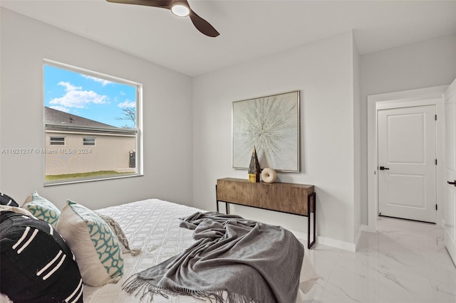 bedroom featuring ceiling fan