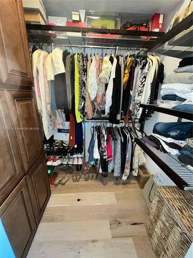 spacious closet featuring light wood-type flooring