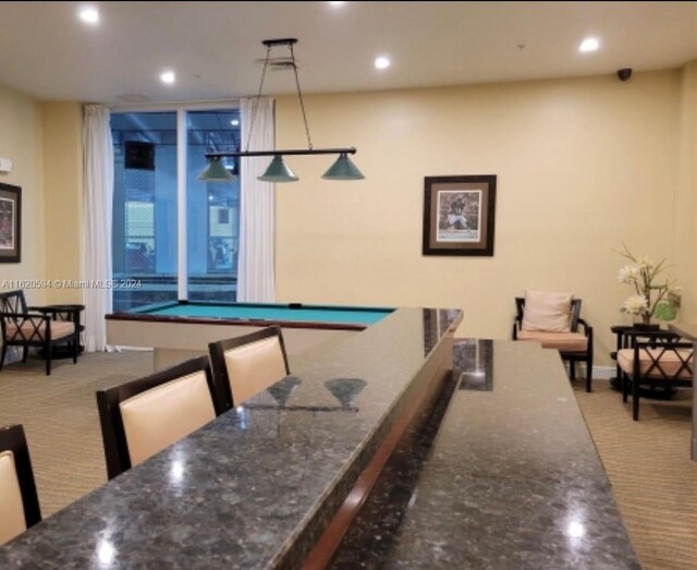 1745 E Hallandale Beach Blvd Unit 303W, Hallandale Beach, FL 33009 - bar featuring carpet flooring and recessed lighting