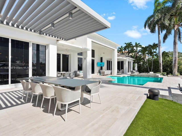 pool with a patio area