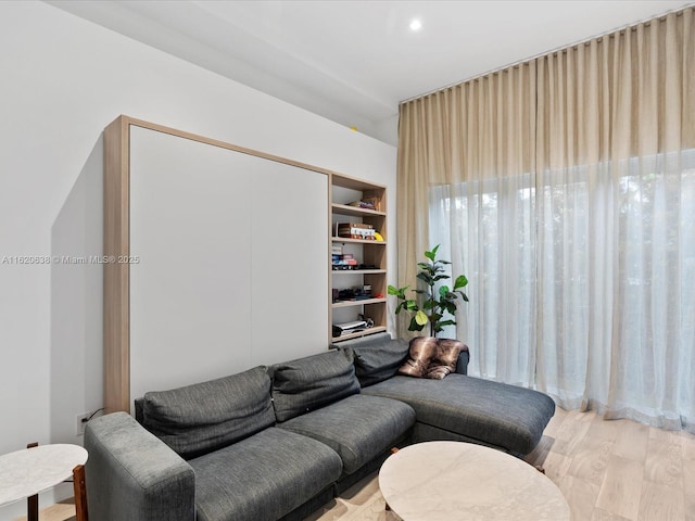 living area with light wood-type flooring