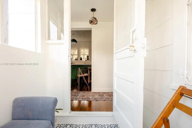 interior space with tile patterned floors