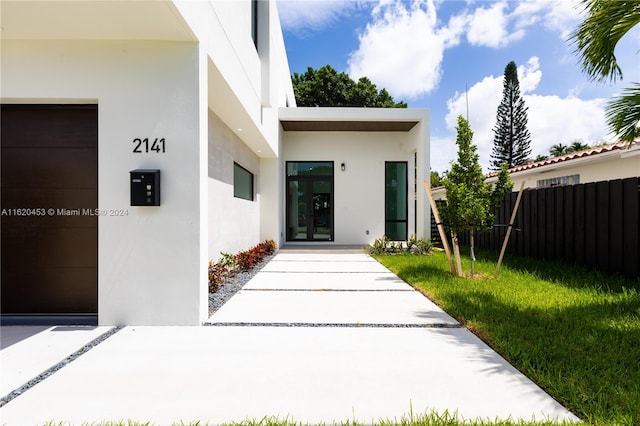 property entrance with french doors