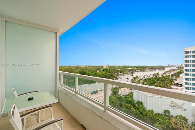 balcony with a water view