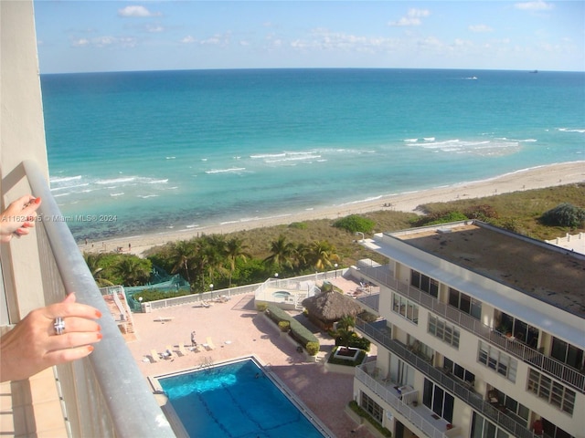 water view with a view of the beach