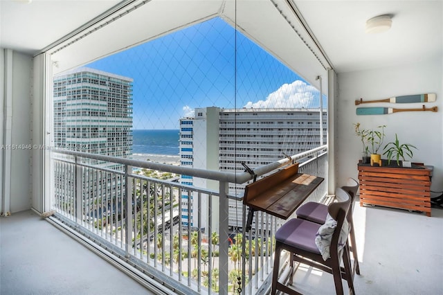 balcony with a water view