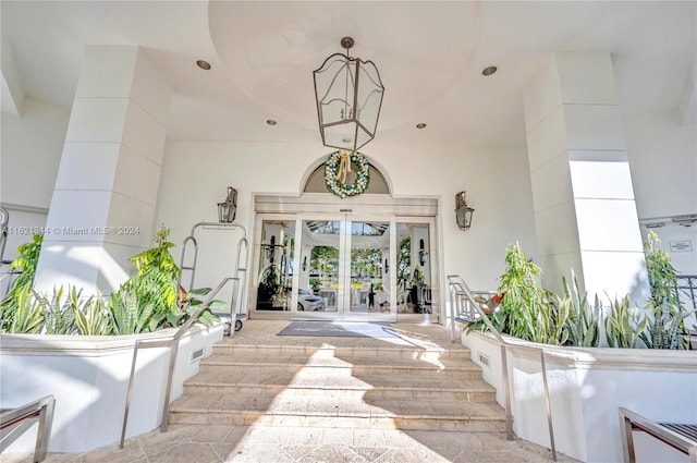 doorway to property featuring french doors