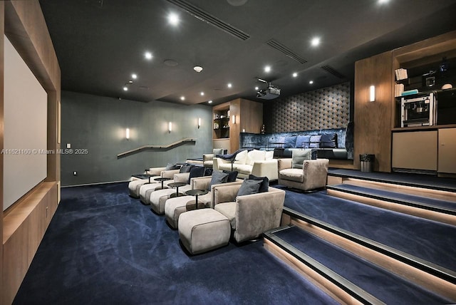 view of carpeted home theater room