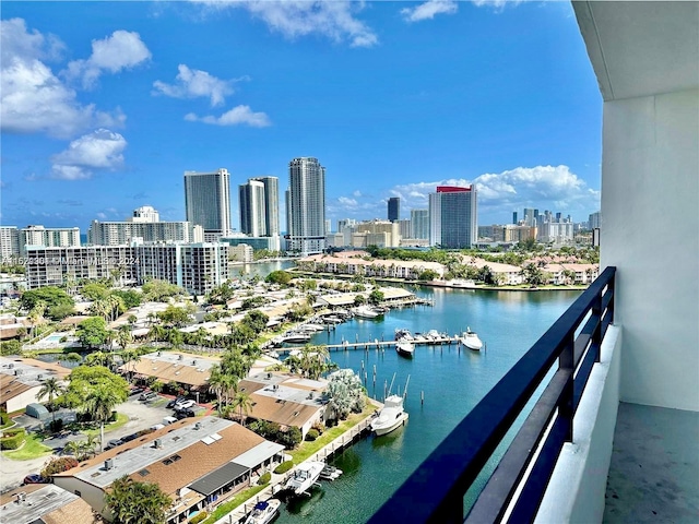 exterior space with a water view