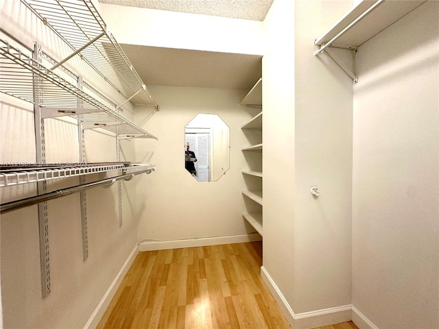 spacious closet with light hardwood / wood-style floors