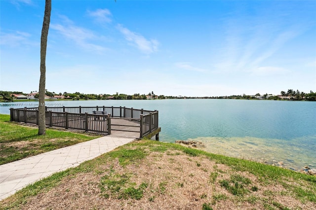 view of dock featuring a water view