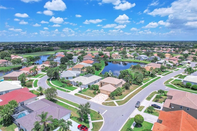 bird's eye view featuring a water view