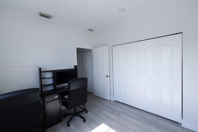 office featuring light wood-type flooring