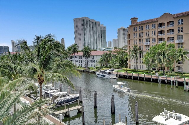 property view of water featuring a dock