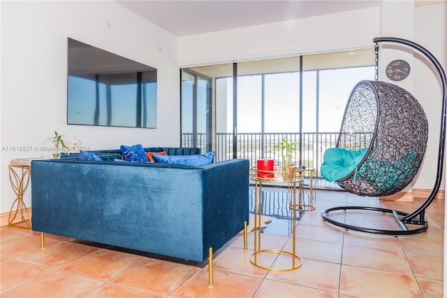 view of tiled living room