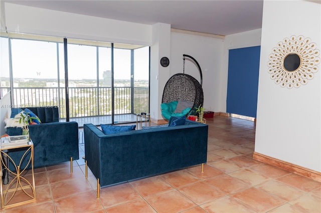 view of tiled living room