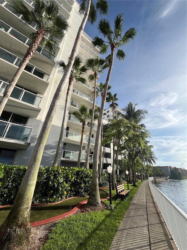 view of property with a water view