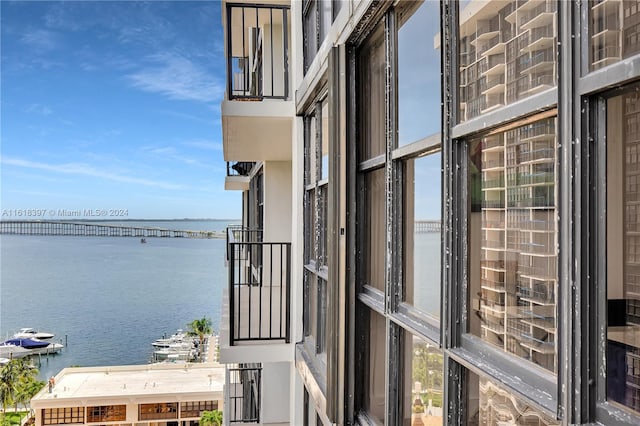 balcony with a water view