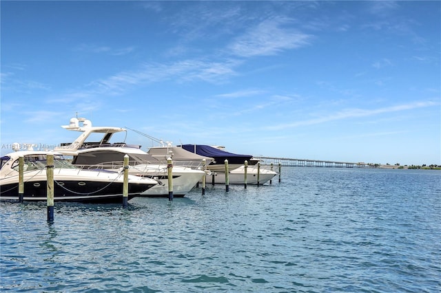 view of dock featuring a water view