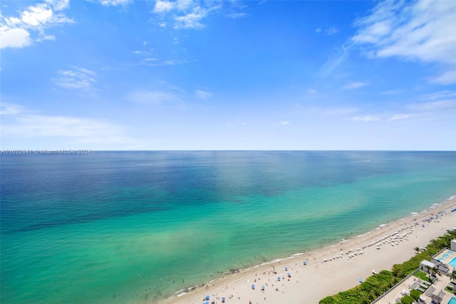 property view of water featuring a beach view