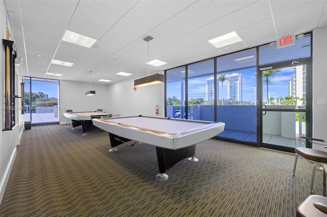 rec room featuring carpet floors and plenty of natural light