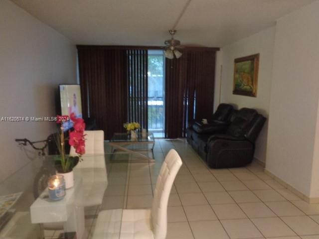 view of tiled living room